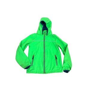 Kamik Green Hooded Jacket For Kids Size 8 With Zippered Pockets & Adjustable Cuf